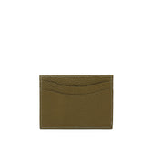 Portacarte in pelle martellata verde oliva con 4 tasche
